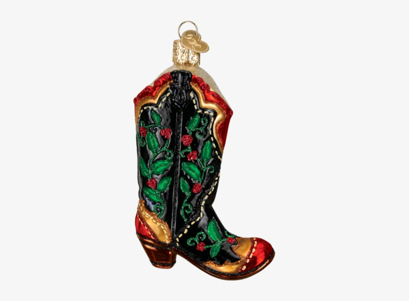 Holly Berry Cowboy Boot Ornament - Old World Christmas Holly Berry Cowboy Boot Glass Ornament, transparent png