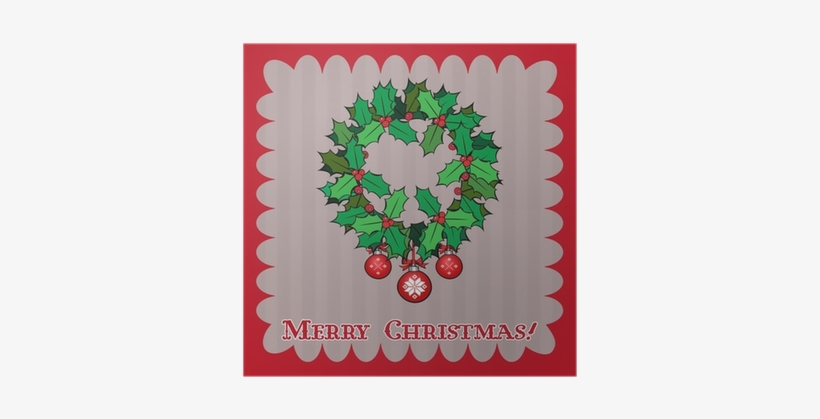 Vintage Christmas Card With Holly Berry - Christmas Card, transparent png