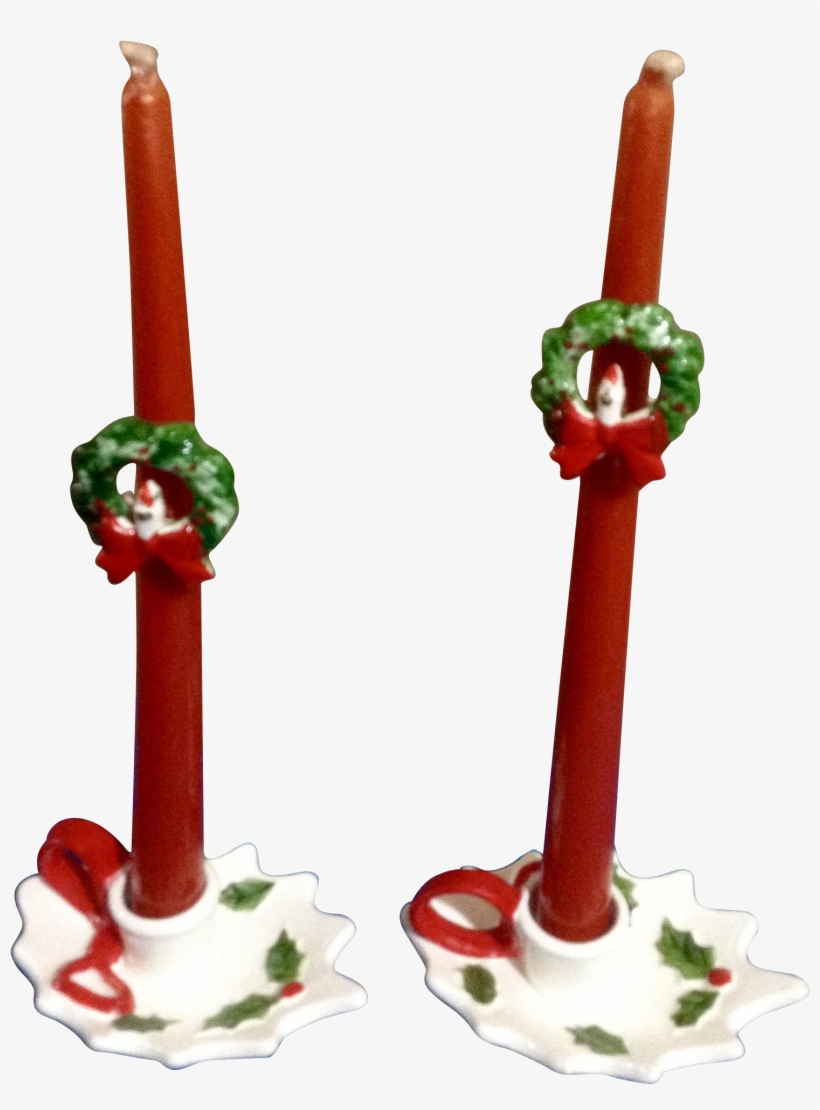 Vintage Lefton Christmas Holly Berry Leaf Ceramic Candle - Ceramic, transparent png