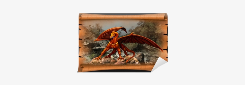 Dragon In The Scroll Of Parchment Wall Mural • Pixers® - Wallet, transparent png