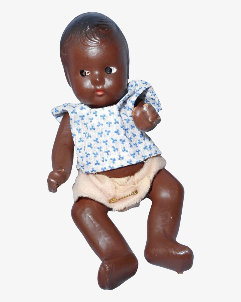 Composition Black Baby Doll, 7 Inches, 1940s - Sitting, transparent png