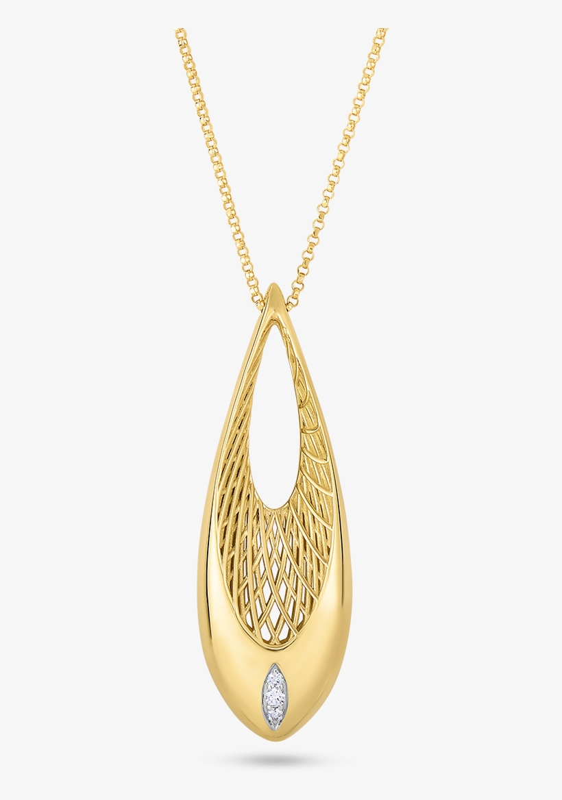 Roberto Coin 18kt Gold Drop Pendant With Diamonds - Locket, transparent png