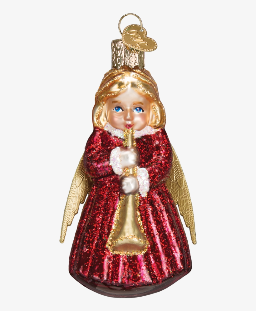 Old Word Christmas Angel With Horn Glass Ornament - Old World Christmas Angel With Horn Glass Blown Ornament, transparent png