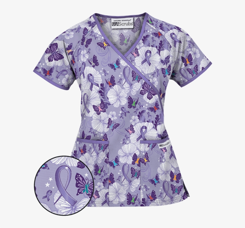 Wt668cad - Cure For All Dark Lilac Wrap Scrub Top, transparent png