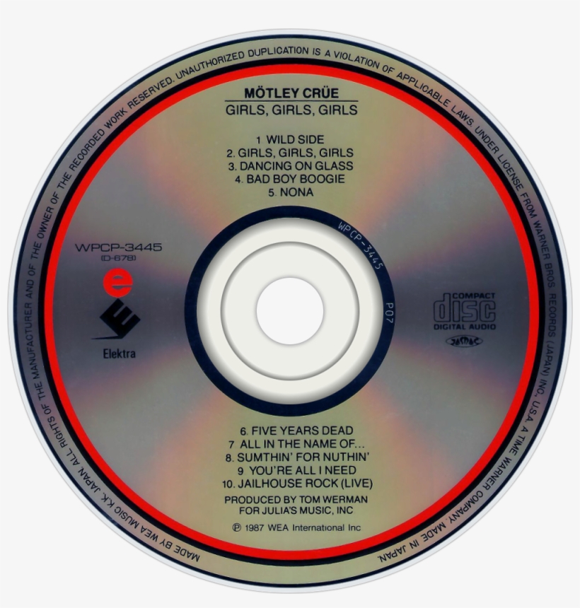 Mötley Crüe Girls, Girls, Girls Cd Disc Image - Another Place And Time, transparent png