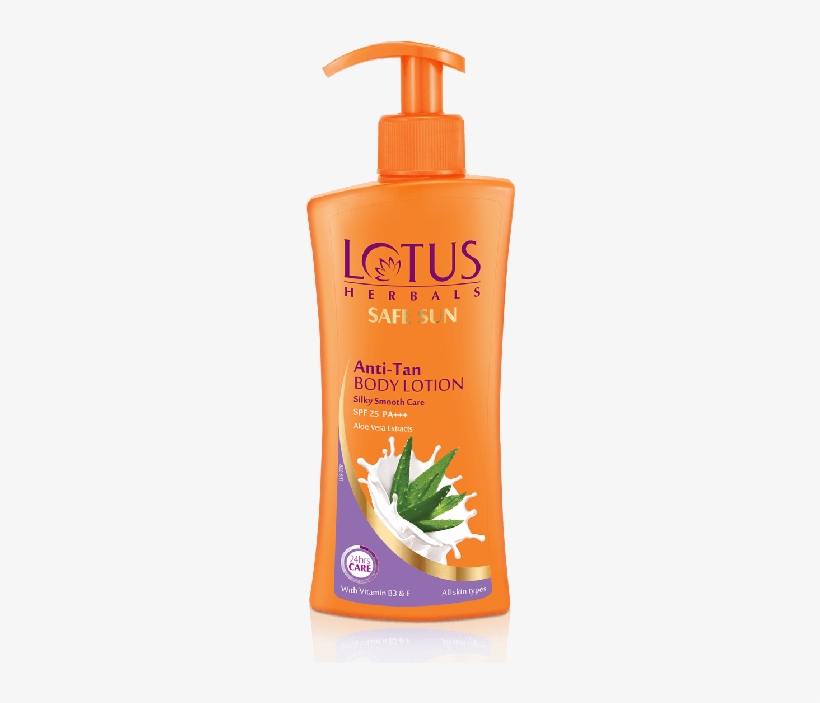 Lotus Herbals Safe Sun Anti-tan Body Lotion Spf 25 - Lotus Sunscreen Lotion, transparent png