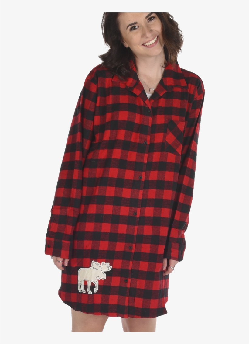Flannel Moose Plaid - Flannel Nightshirt Women's, transparent png