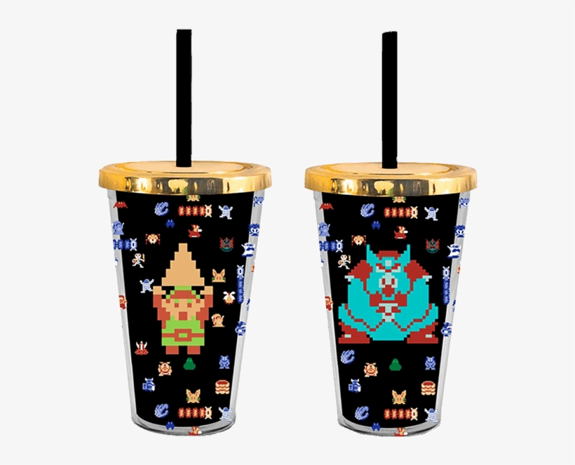 The Legend Of Zelda 8-bit Tumbler With Straw - Nintendo Legend Of Zelda Cup And Straw, transparent png