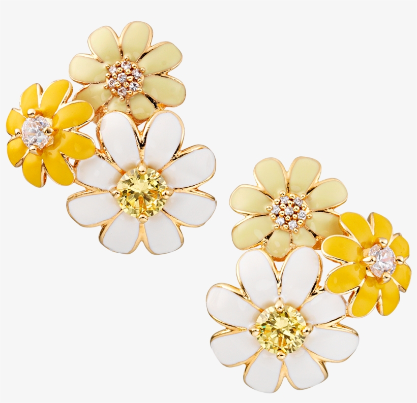 Daisy Cluster Clip On Earrings Yellow - Earrings, transparent png