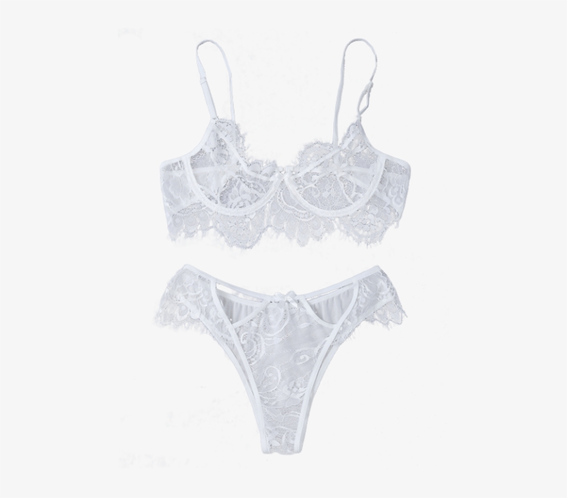 Underwire Sheer Lace Bra And Panty - Bra, transparent png