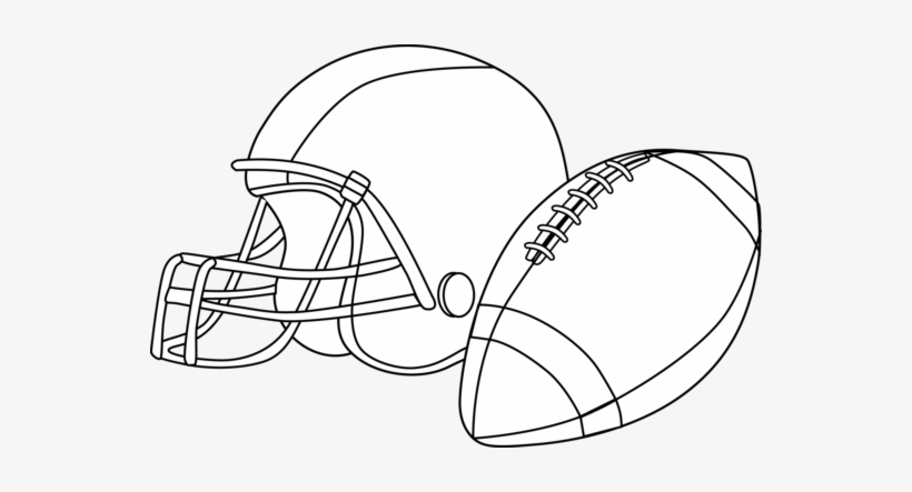 Football Black And White Football Clipart Black And - Football And Helmet Clipart, transparent png