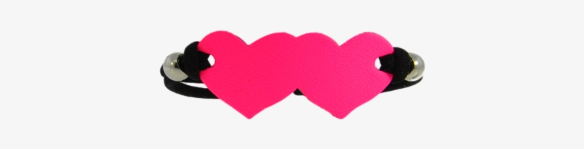 Elastic Heart Leather Id Bracelet Dhe18-neon Pink/black - Cartoon, transparent png