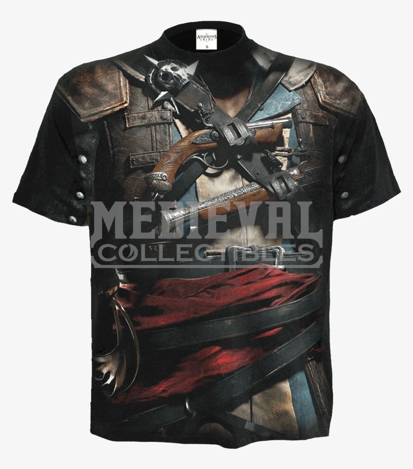 Assassins Creed Iv Black Flag Allover Edward Uniform - Edgy Graphic Tees Guys, transparent png