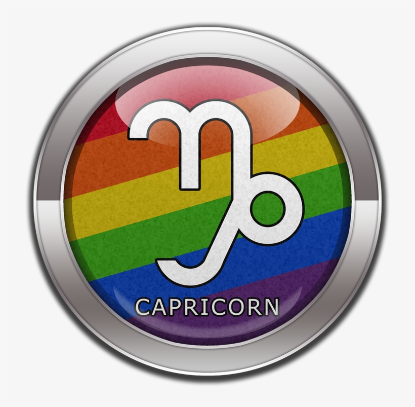 Capricorn Horoscope Symbol On Round Lgbt Rainbow Pride - Capricorn - Lgbt Pride Rainbow Round Car Magnet, transparent png