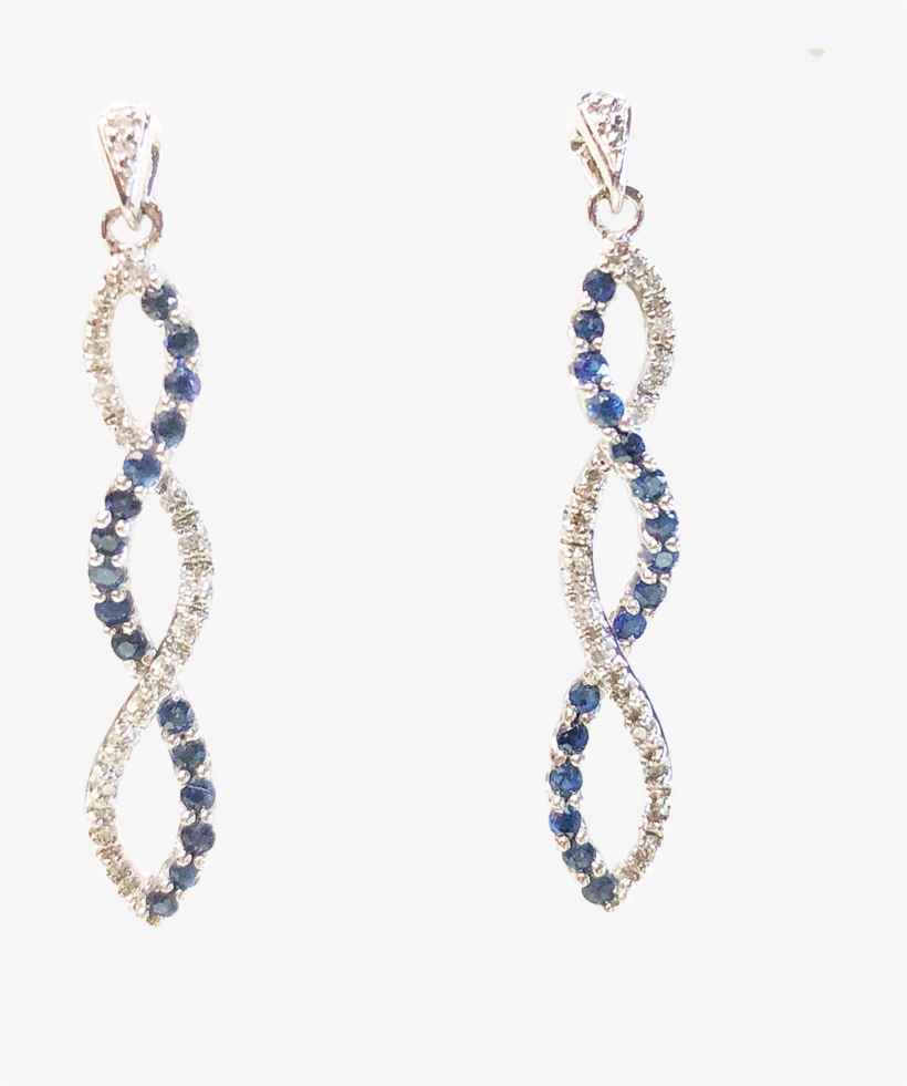 Sapphire & Diamond Infinity Swirl Drop Earrings 10k, transparent png