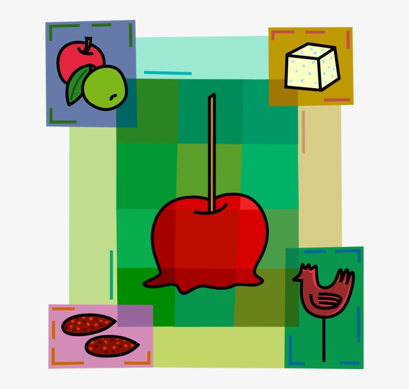 Vector Illustration Of Candy Apple Covered In Hard - Mcintosh, transparent png