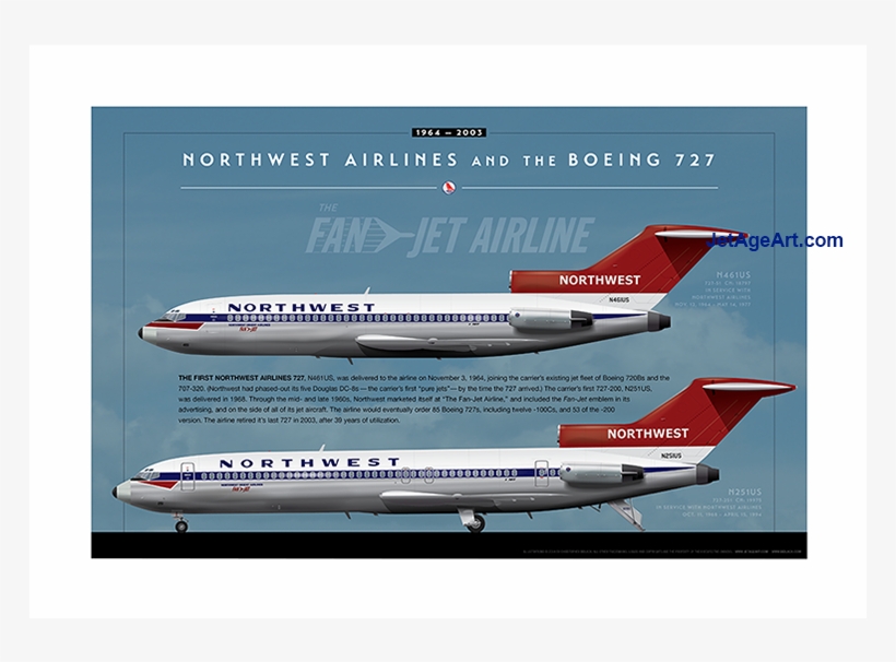 Northwest Airlines Boeing 727 Poster Livery, transparent png