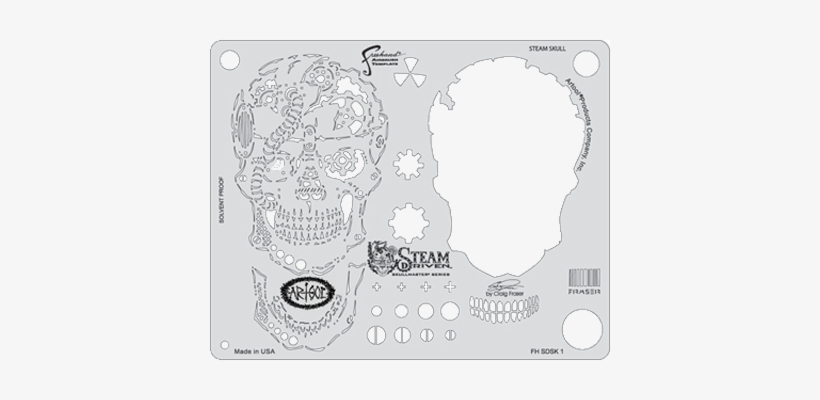Craig Fraser\'s Steam Driven Steam Skull - Airbrush Templates, transparent png