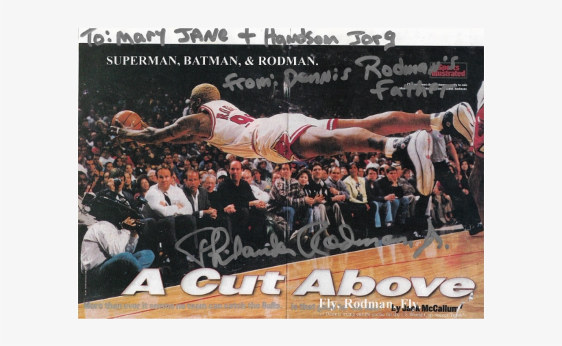 Dennis Rodman Signed Bulls Diving 8x10, transparent png