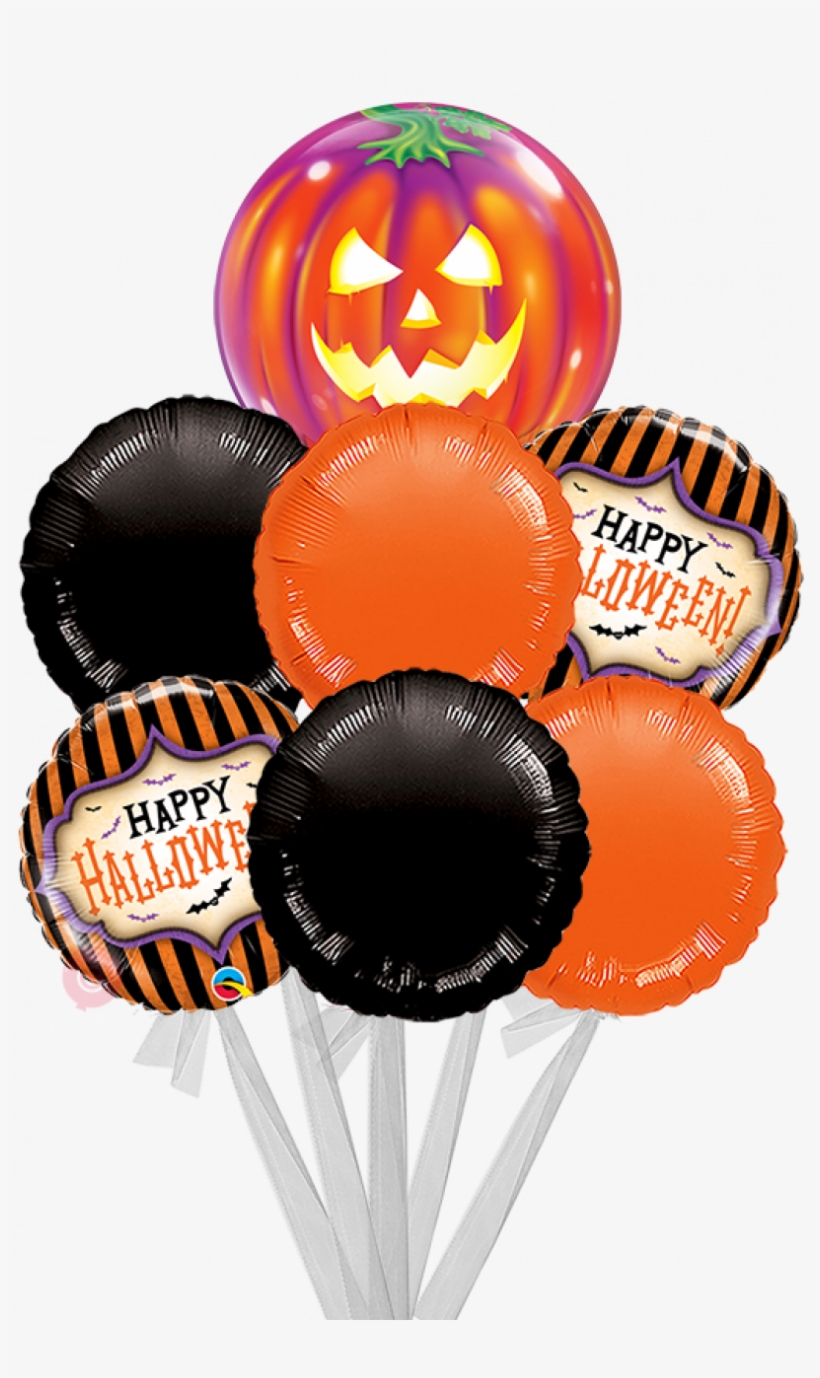 Happy Halloween Spooky Bats-bigger Bouquet - Transparent Balloon Black And Orange, transparent png