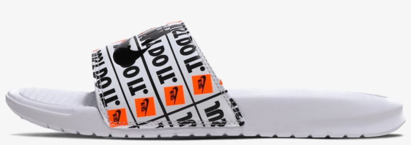 Benassi Just Do It Print White / Black - Nike Benassi Just Do It Print, transparent png