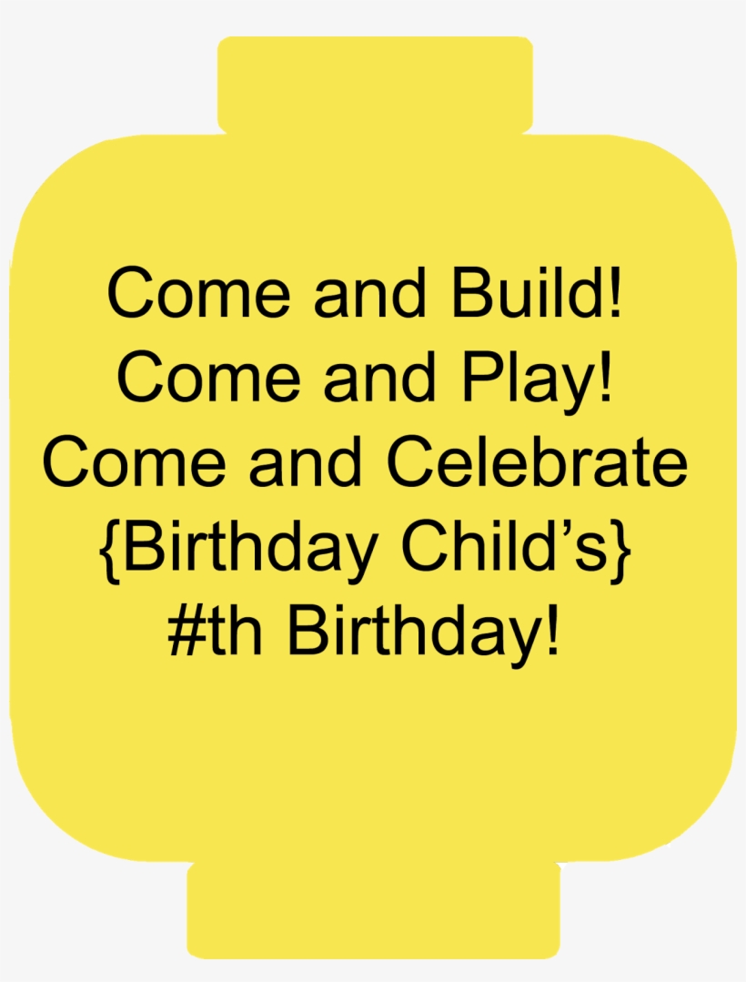 Lego Birthday Party Invitations - Illustration, transparent png