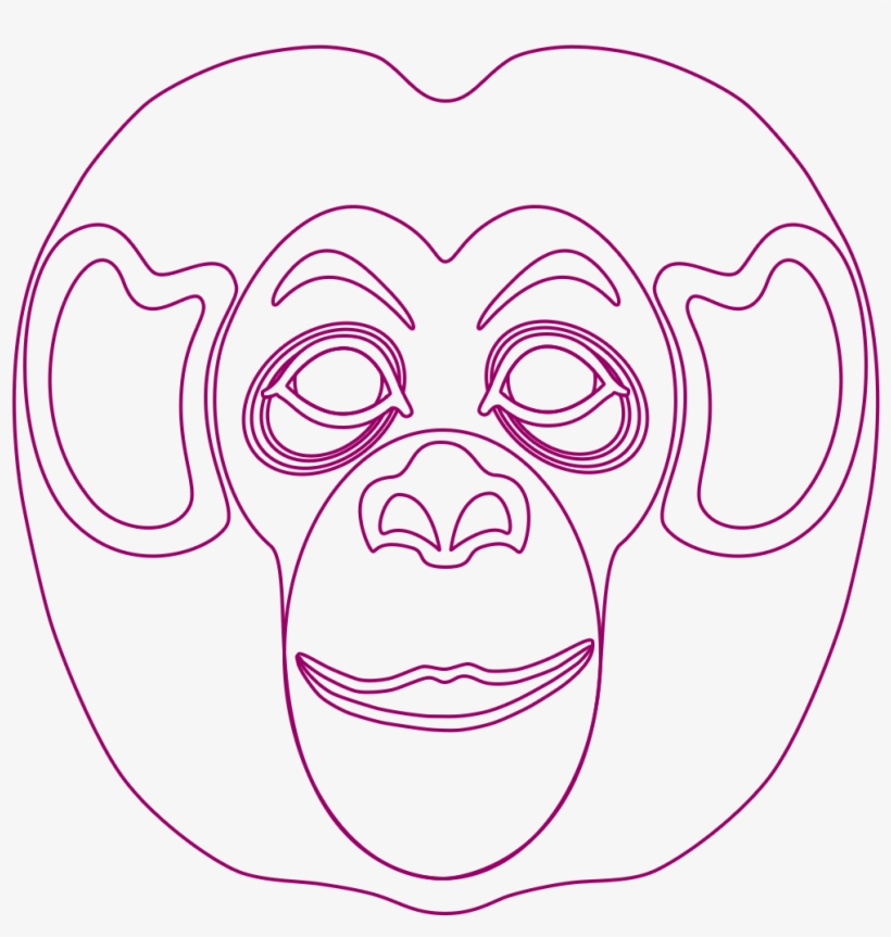 Monkey Face Mask To Colour Png - Face, transparent png