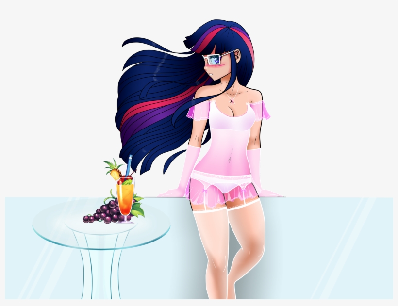 Fruit Juice, Glasses, Human, Humanized, Jewelry, Lingerie, - Sexy Blue Haired Anime Girl, transparent png
