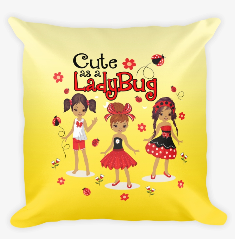 Cute As A Ladybug Square Pillow - Cushion, transparent png