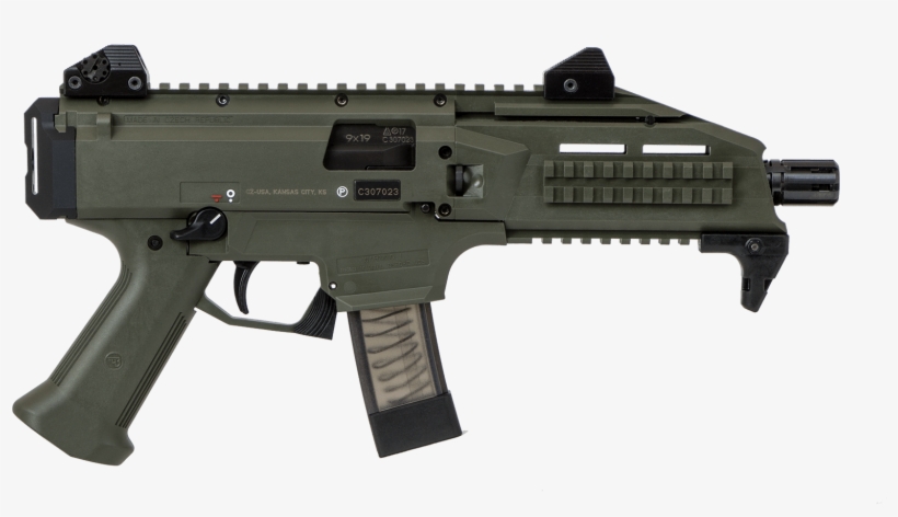 Clipart Black And White 9mm Vector Brace - Cz Scorpion Sb Tactical, transparent png