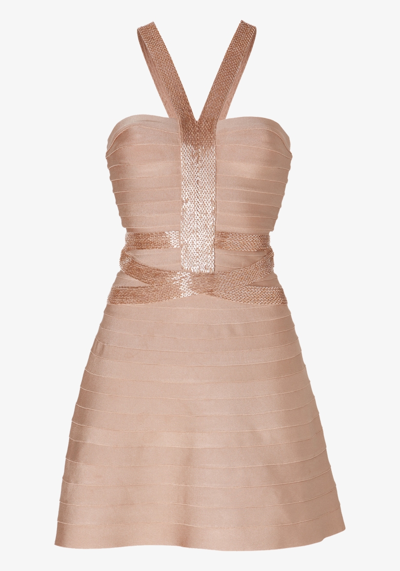 Herve Leger Portia Bandage Dress Gold Champagne Bandage Dress 800x1108 PNG Download PNGkit