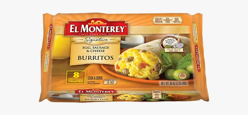 Egg, Sausage & Cheese Frozen Breakfast Burritos - El Monterey Signature Egg, Cheese & Jalapeno Burritos, transparent png