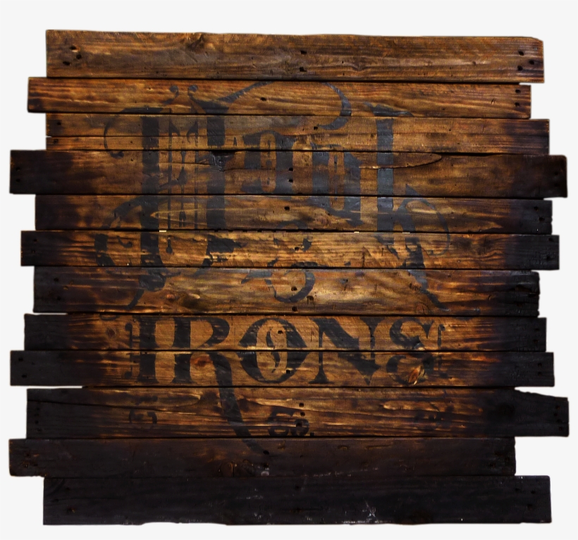 Hook & Irons Typeography Hand Painted On A Pallet Wood - Pallet, transparent png