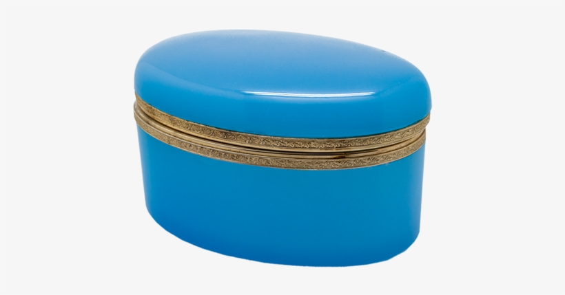 Vintage Large Oval Blue Opaline Glass Box - Opaline Glass, transparent png