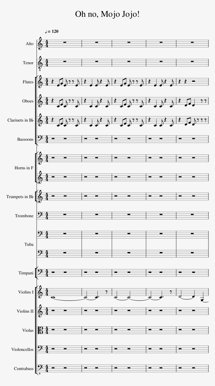 Oh No, Mojo Jojo Sheet Music 1 Of 5 Pages - Piano, transparent png