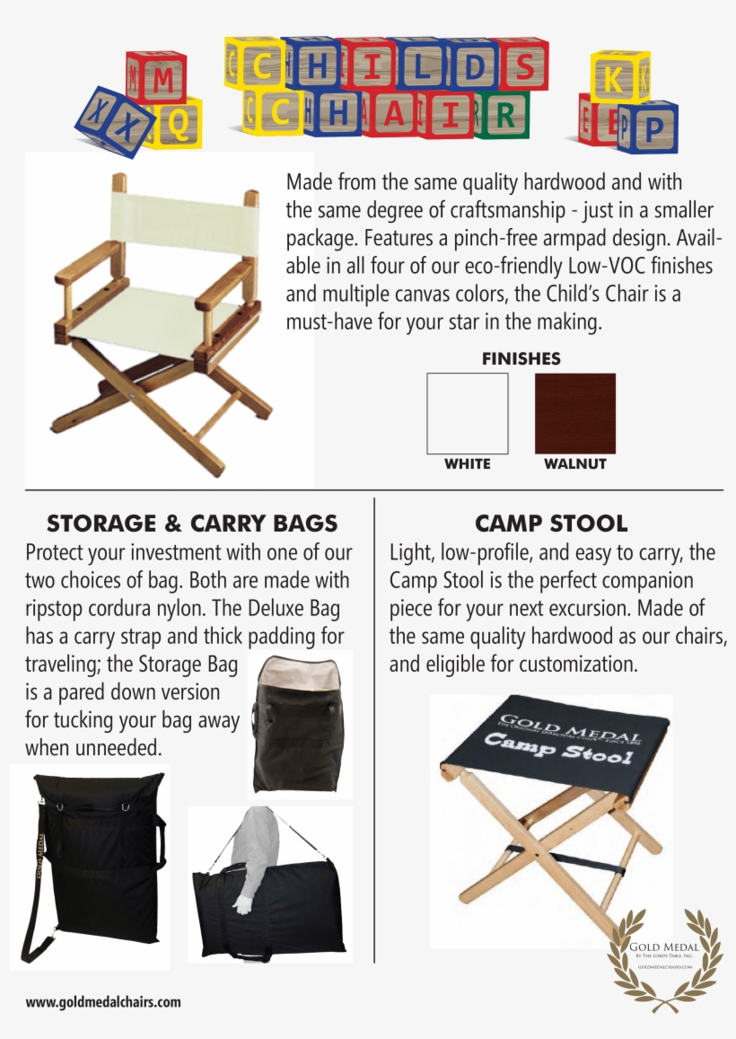 Gold Medal Director's Chair Catalog Childs Chair Page - Camp Stool Frame Quantity(1), transparent png