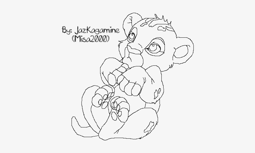 The Lion King Cub Lineart By Jazkagamine On Deviantart - Lion King Cub Drawing, transparent png