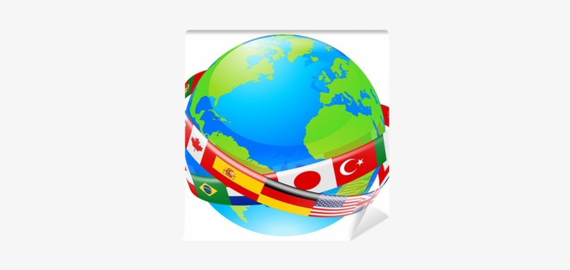 A Earth Globe With Flags Of Countries Wall Mural • - Israel In World Relations, transparent png