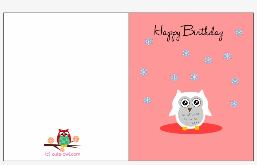 Cute Snowy Owl Happy Birthday Card - Fun Happy Birthday Card Printable, transparent png