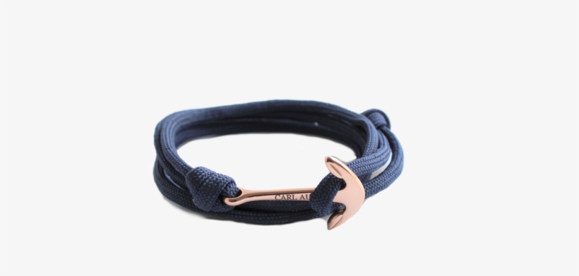 Carl August Rose Gold Anchor On Navy Blue Rope Bracelet - Gold, transparent png