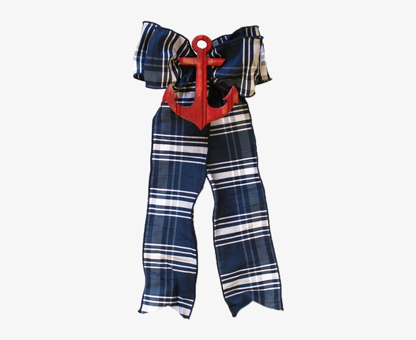 Navy & White Plaid With Red Anchor - The Festive Home, transparent png