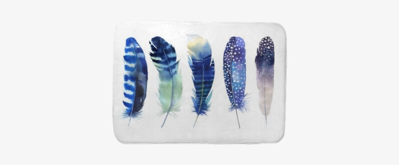 Hand Drawn Watercolor Feather Set - Watercolor Png Feathers Blue, transparent png