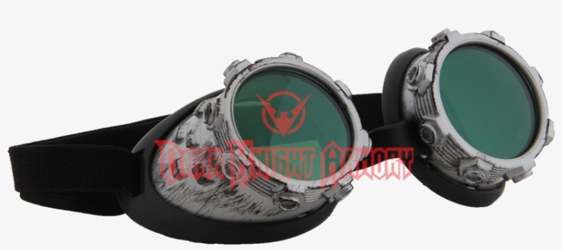 Steampunk Goggles Png For Kids - Cyber Steam Goggles Silver With Green Lenses, transparent png