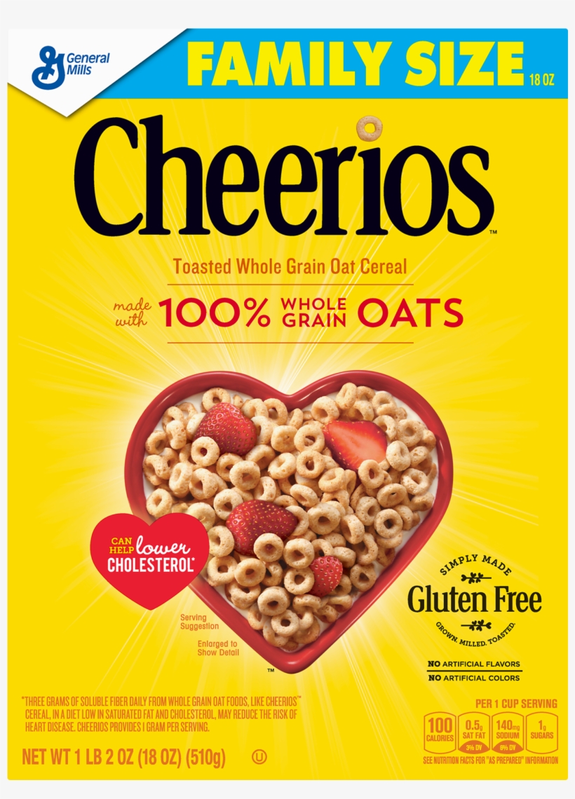 Cheerios, Gluten Free, Breakfast Cereal, Large Size, - Cheerios Cereal, transparent png