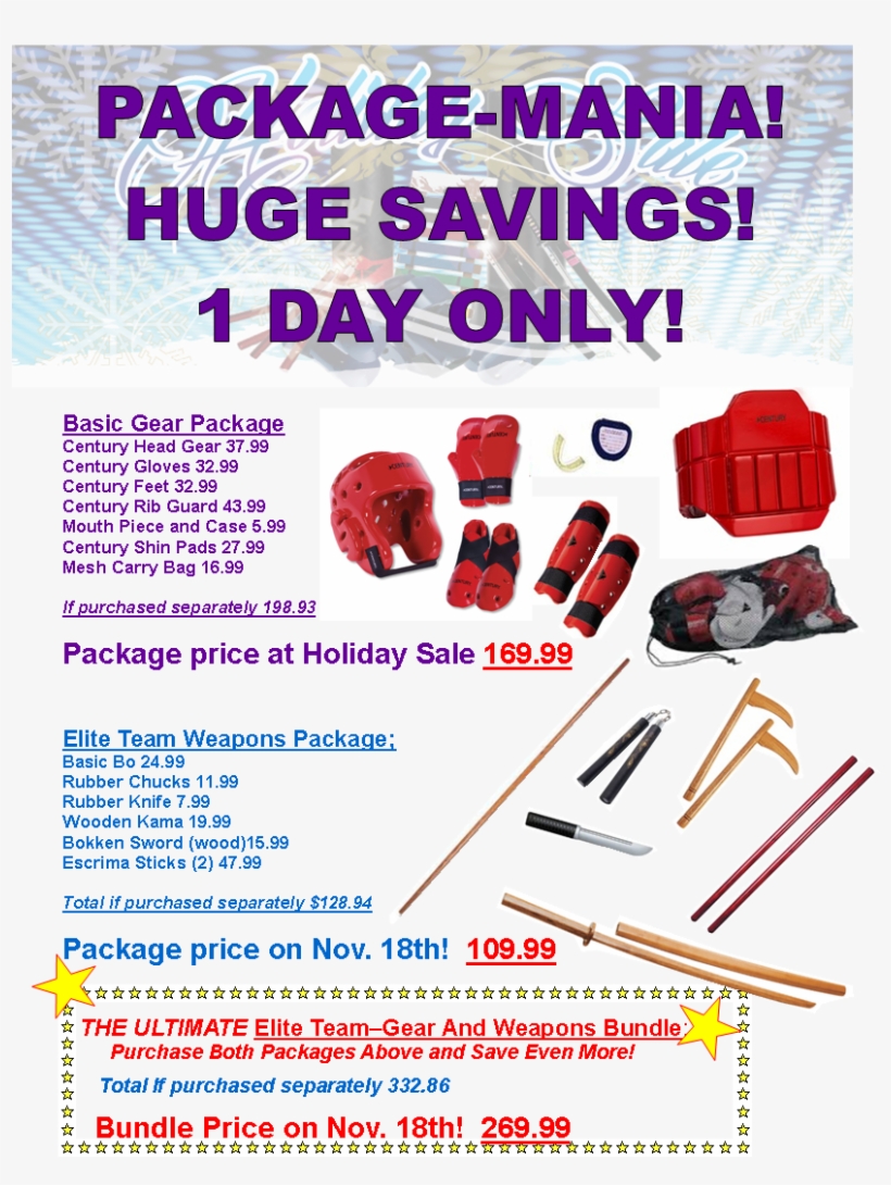 Basic Gear And Weapons Pkge Flyer - Century Blue Karate Sparring Gear Set With Bag, transparent png