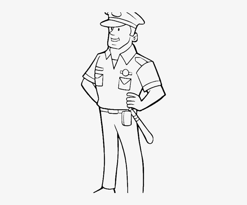 Police Officer - Colouring Picture Of Policeman, transparent png
