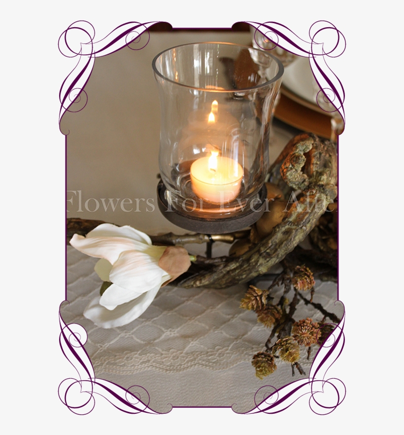 Rustic Christmas Table Centrepiece Candle Decoration - Candle, transparent png