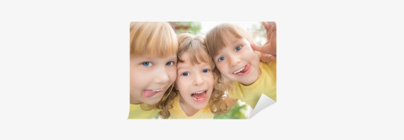 Low Angle View Portrait Of Happy Children Wall Mural - Sibling, transparent png