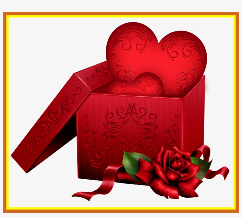 Amazing Transparent Gift Box With Heart And Rose Png - Love My Husband Status, transparent png