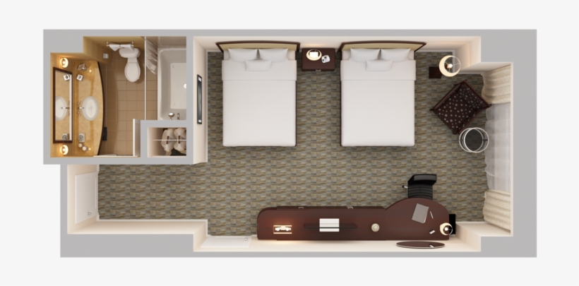 Double Queen Deluxe Guestroom - Deluxe Room Top View, transparent png